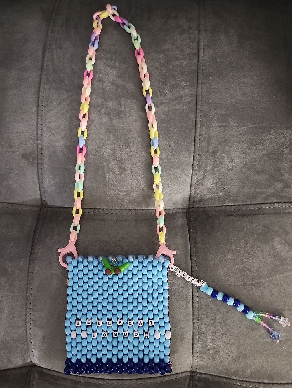 Jellycat Handmade Beaded Crossbody Bag with Multicolor Chain